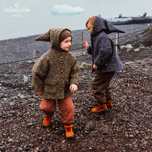 【云优选】lelejove北欧风秋冬儿童羊毛混纺精灵帽花呢大衣防风保暖舒适外套 商品图1