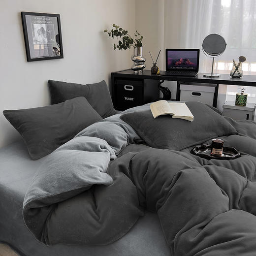 秋冬【牛奶绒四件套🔥】经典款牛奶绒床上四件套 加厚双面珊瑚绒被套 法兰绒床单三件套 商品图14