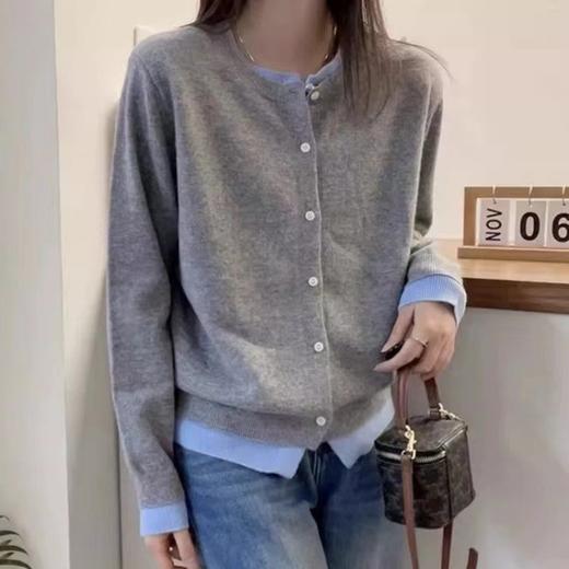 百蓝茵假两件针织衫开衫毛衣女2025新款秋冬圆领修身百搭显瘦女装上衣★ 商品图7