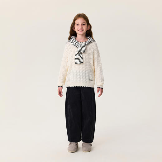 马克珍妮男女童全棉灯芯绒挺括弯刀裤2025年冬装新款551928 商品图3