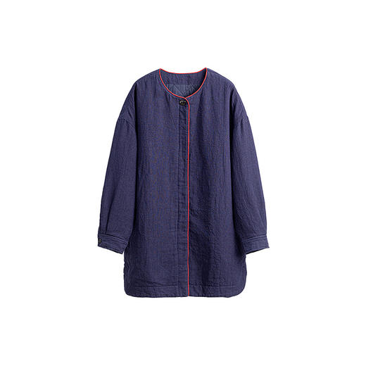 绽放727朵/加厚亚麻绗棉落肩长袖开襟中长款棉服冬新中式棉衣外套 商品图4