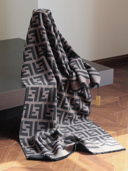 WJ13-芬迪 FF图案印花 羊绒围巾 男女同款情侣款（QZ*MM） 商品图3