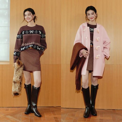 【严选】【孟子义同款费尔岛】诗凡黎慵懒风复古修身短款毛衣外套25冬新款7GA433211 商品图1