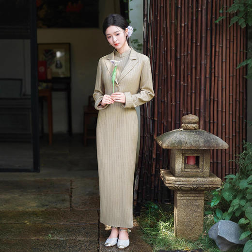 T25130新中式国风女装旗袍两件套高级感2025秋款长袖复古改良修身 商品图2