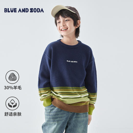 蓝汽水渐变条纹毛衣801B258028JX 商品图0