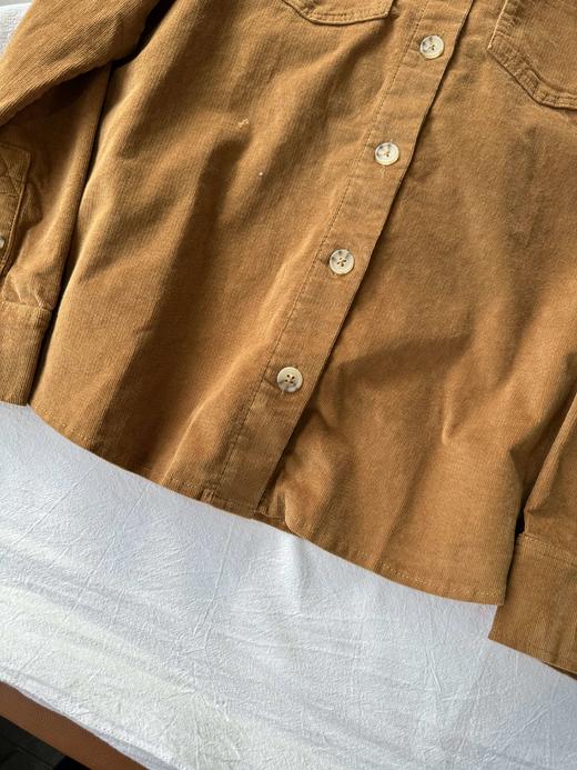 贝壳三 男士灯芯绒基础款柔软舒适上衣纯色翻领长袖衬衫C102816 商品图8