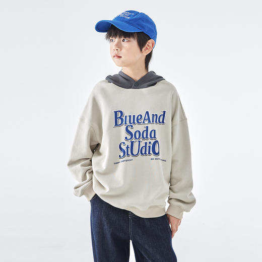 蓝汽水撞色连帽卫衣863B258032JX 商品图2