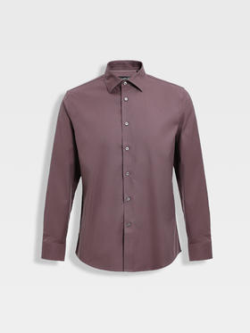 callisto灰调勃艮第红弹力棉长袖衬衫