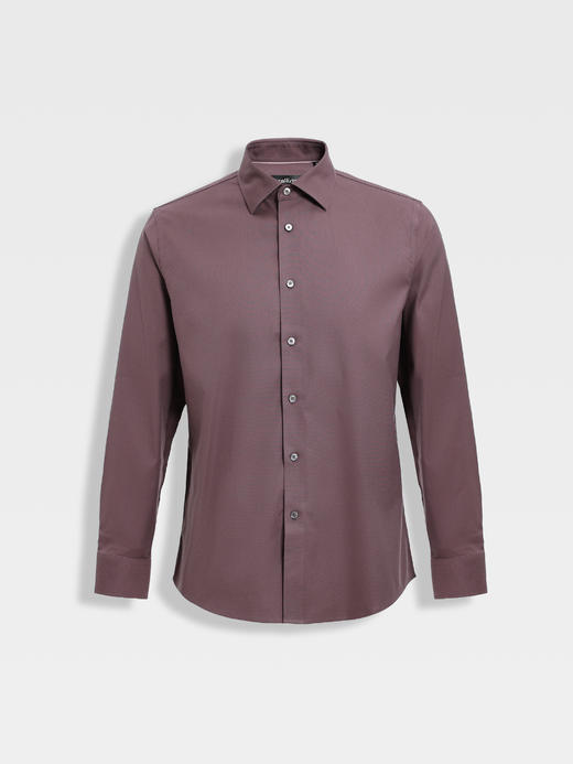 callisto灰调勃艮第红弹力棉长袖衬衫 商品图0