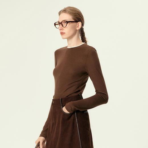 【特惠不退货】伊芙丽假两件舒适长袖打底T恤1FA601282 商品图6