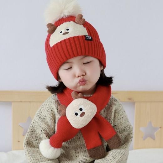 儿童帽子套装卡通秋冬款护耳针织帽保暖可爱毛线帽男女童宝宝帽子 商品图5