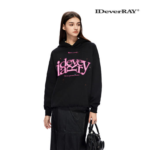 【限时福利】IDEVERRAY原创秋冬新款高级感工艺情侣表白送礼印花烫钻连帽卫衣 商品图4