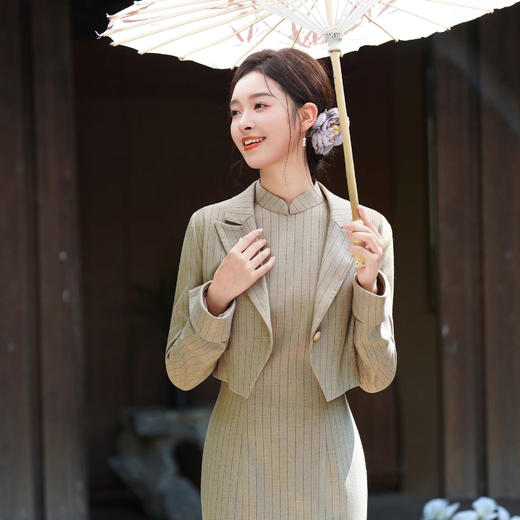 T25130新中式国风女装旗袍两件套高级感2025秋款长袖复古改良修身 商品图3