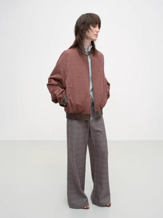 出逃赤岗西/25AWW137/双面穿格纹廓形皮衣 商品图1