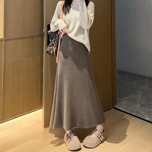 慵懒风鱼尾裙女秋冬百搭高腰显瘦垂坠感a字一步包臀半身中长裙子秋冬季加厚半身裙子 商品图8