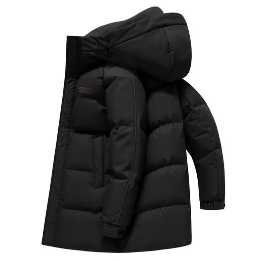 半身缘男装 冬季防风保暖中长款连帽松紧袖口羽绒服2360 商品图6