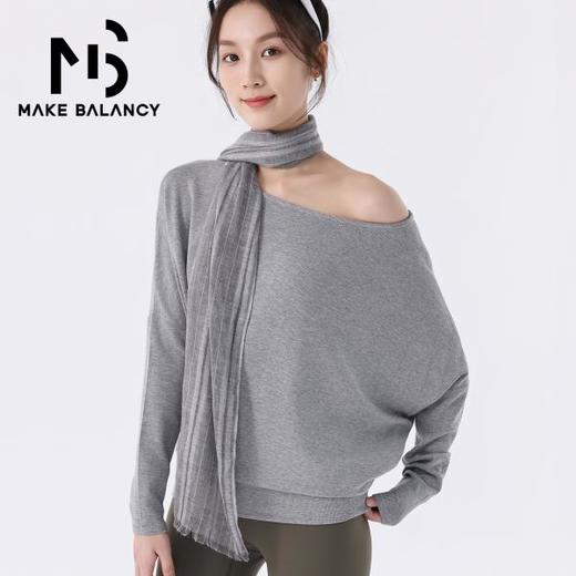 Makebalancy/慕柏郦长袖T恤透气宽松型落肩袖极简风运动风1977 商品图3