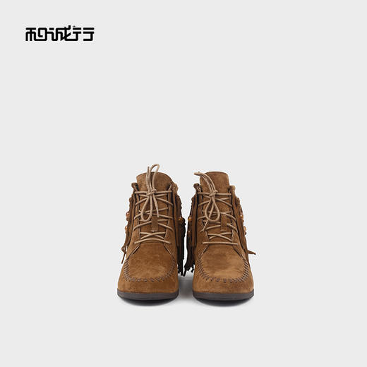 和诚行2025秋冬新款流苏短靴复古百搭美拉德女式高帮鞋2020030 商品图2