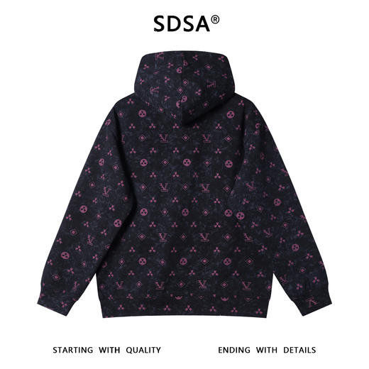 WY1231SDSA秋冬新款痞帅男装美式扎染撞色满印印花抽绳连帽卫衣百搭时尚 商品图5