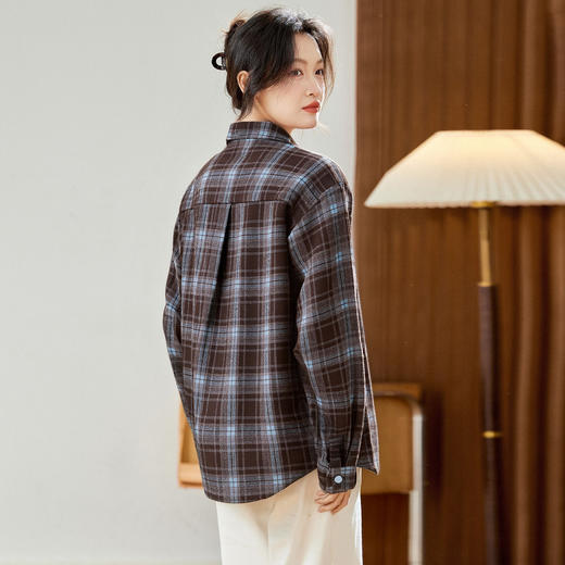 MJ59087爆款磨毛格子衬衫女2025秋冬新款复古港风加厚保暖宽松外套 商品图2