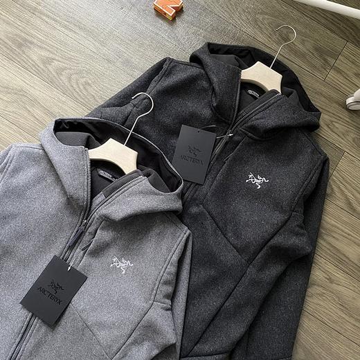 袅家功能性科技面料45%羊绒轻质防磨刺绣连帽拉链软壳卫衣帽衫 商品图5