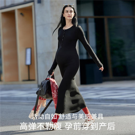 【限时会员价】嫚熙孕妇连衣裙软糯羊毛裙约会通勤孕妇裙秋冬长袖连衣裙2025新款 商品图5