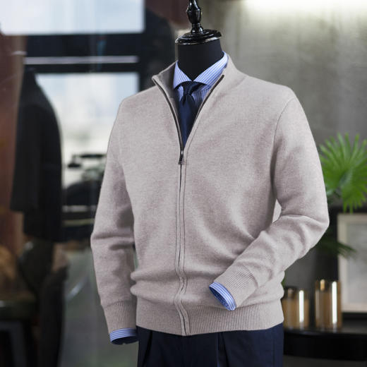 秋冬新款男士双面羊毛羊绒混纺立领拉链开衫——不退不换 商品图3