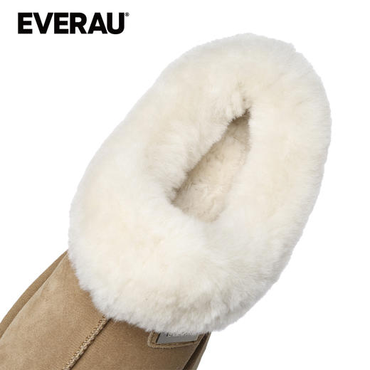 EVERAU澳洲美利奴百搭耐看浅口一脚蹬翻毛厚底棉鞋家居鞋UEA2001 商品图3
