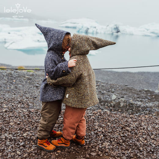 【云优选】lelejove北欧风秋冬儿童羊毛混纺精灵帽花呢大衣防风保暖舒适外套 商品图3