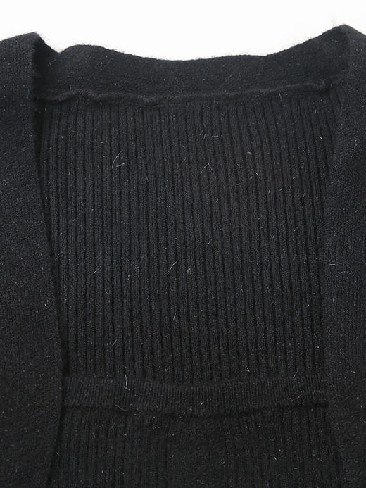 黑色亮丝假两件针织衫 方领修身长袖上衣 秋冬季辣妹风显瘦百搭叠穿打底毛衣 商品图3