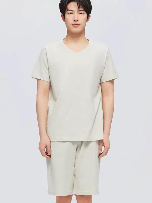 有机棉 男士家居服套装(灰色) 长袖长裤圆领套装/短袖短裤V领套装  素道敦煌天然有机彩棉织造 无染色，无荧光剂，无静电，亲肤透气，舒适安全健康  [漳州仓] 商品图0