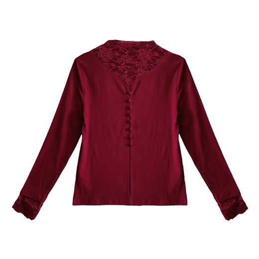 KQL 359H8363加厚磨毛蕾丝拼接半高领修身打底衫 商品图4