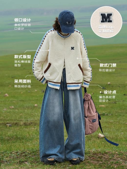 马得工地/MDGDMY243199/棒球领学院风毛衣开衫 商品图2