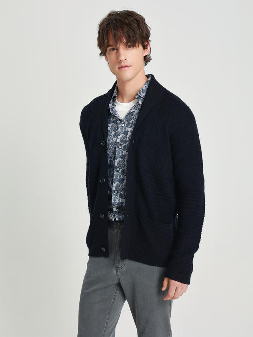 callisto星空蓝绵羊毛青果领开衫 商品图3