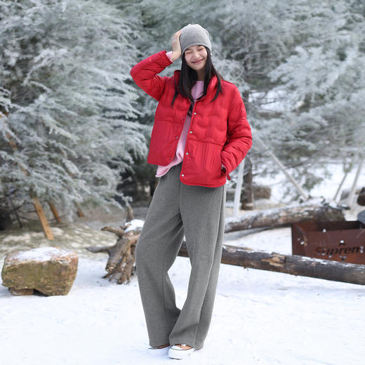 特绽放女装687朵/绒墩墩·绒感垂坠分割廓形系带卫裤女新款休闲裤 商品图1