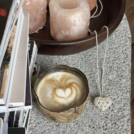 【甄珠贝】秋冬一点点小浪漫，纯手工编织j光淡水小珍珠爱心毛衣链，纯银链和珍珠链两个版本 商品图4