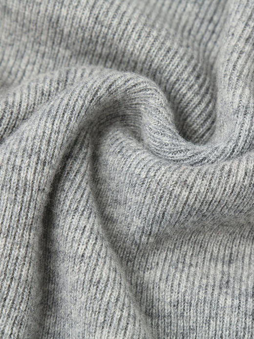 浅灰色高领坑条针织衫 修身短款长袖上衣 秋冬高级感百搭显瘦羊毛混纺打底毛衣 商品图4