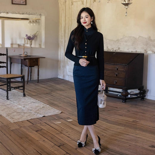 复古改良新中式旗袍年轻款2025秋冬民国风高级感修身显瘦长袖厚款 商品图1