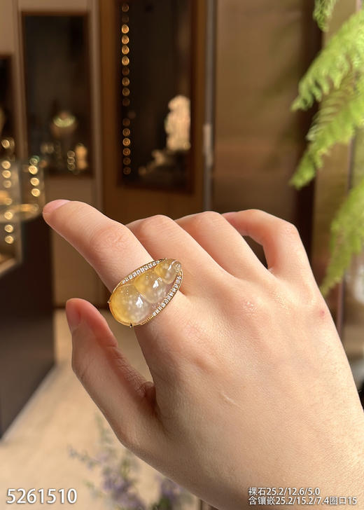 高冰种黄翡富贵豆戒指  23999【5261510】 商品图4