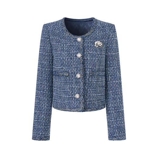 「高货wl」全新升级【铂金会员367/天猫499/差价132】(00558)洛诗琳法式优雅小香风外套2025秋冬编织粗花呢短外套女 商品图2