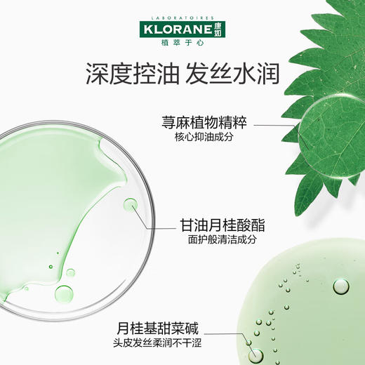 康如(KLORANE)荨麻控油洗发露400ml 改善油头蓬松发根洗发水 商品图2