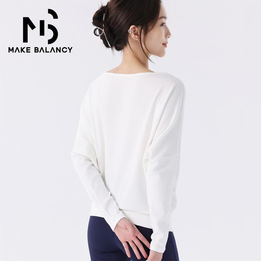 Makebalancy/慕柏郦长袖T恤透气宽松型落肩袖极简风运动风1977 商品图2