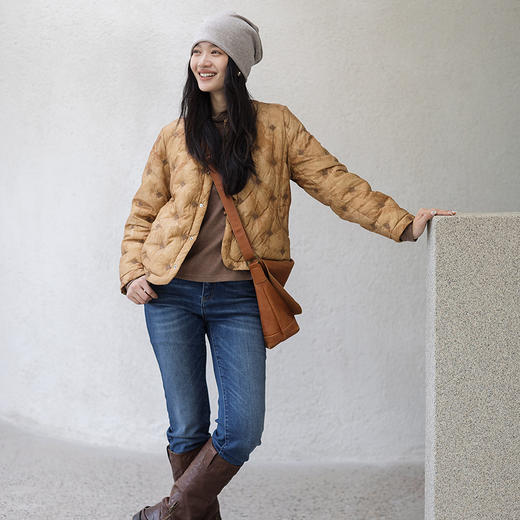 绽放684朵/秋风与落叶·设计感刺绣新中式90鸭绒短款羽绒服冬新款 商品图2