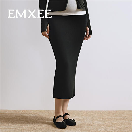 【限时会员价】嫚熙高弹优雅花边垂垂半裙女春秋直筒遮胯小个子孕妇裙2025新品 商品图8