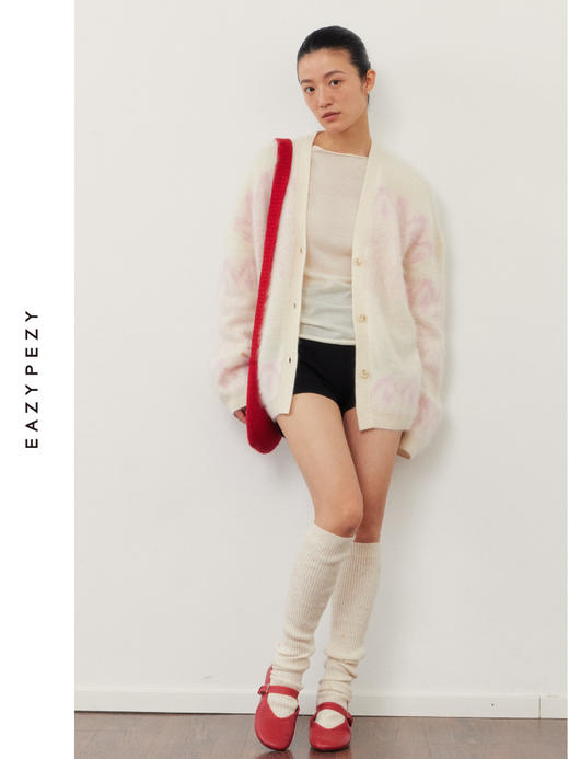 拉毛羊绒提花开衫 商品图3