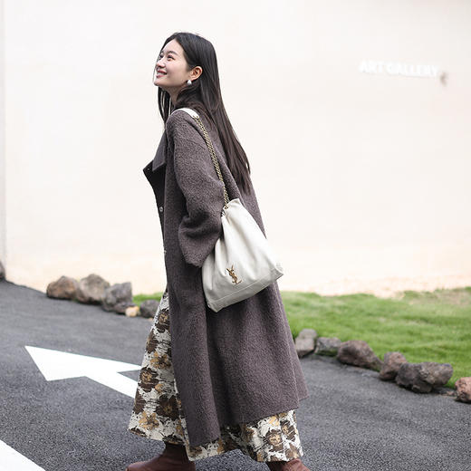 绽放757朵/du市丽人呢大衣·羊毛立体绒感立领长款毛呢外套呢大衣 商品图1