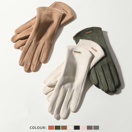 秋冬手套男德绒女款手套保暖加绒露指可触屏手套骑行半圆腕口时尚韩版手套秋冬保暖防风手套 商品图0