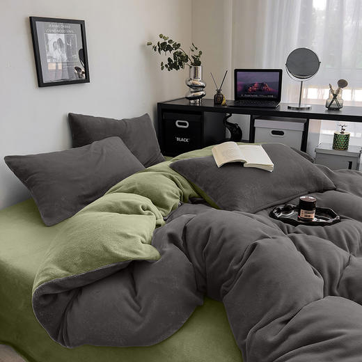 秋冬【牛奶绒四件套🔥】经典款牛奶绒床上四件套 加厚双面珊瑚绒被套 法兰绒床单三件套 商品图13