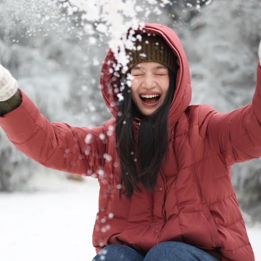 特绽放758朵/安全感羽绒服·90白鸭绒廓形一手长连帽中长款羽绒服 商品图0