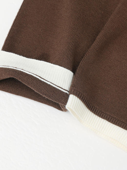 高级感灰色撞色针织开衫 圆领单排扣短款上衣 春秋季通勤百搭显瘦羊毛混纺外套 商品图4